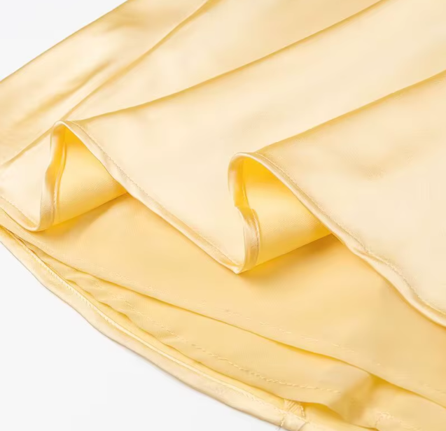 VESTIDO CETIM AMARELO MANTEIGA