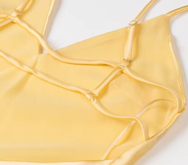 VESTIDO CETIM AMARELO MANTEIGA