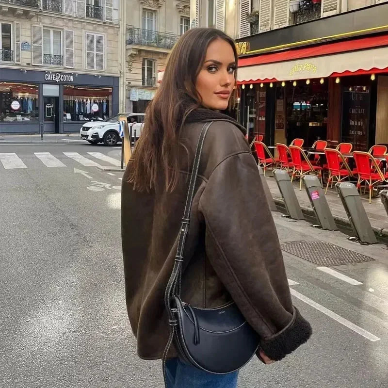 CASACO OVERSIZED COURO